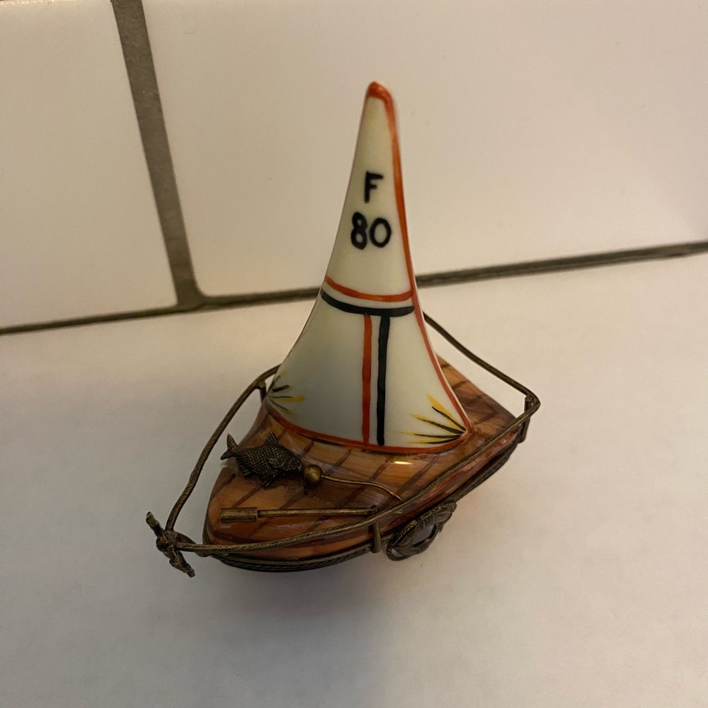 Sailboat- Limoges Trinket Box